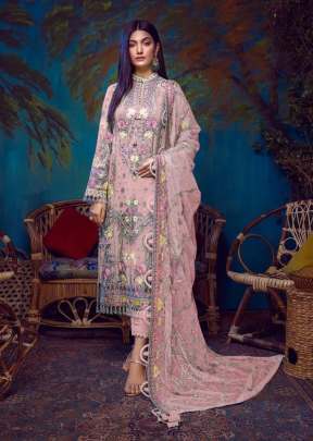 Designer Faux Georgette Embroidered With Net Dupatta Pakistani Suit Light Pink Color DN 109