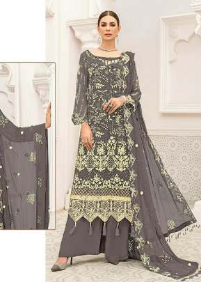 Designer Georgette Heavy Embroidery Work Pakistani Grey Color R DN 558 NX