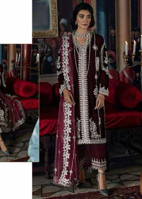 Designer Georgette Heavy Embroidery Work Pakistani Wine Color R DN 441