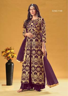 Designer Georgette Pakistani Sharara Suits Wine Color DN 1149