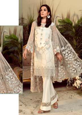 Designer Georgette With Embroidery Work With Net Dupatta Pakistani Suit White Color DN 191