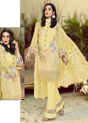 Designer Georgette With Embroidery Work With Net Dupatta Pakistani Suit Light Yellow Color DN 191