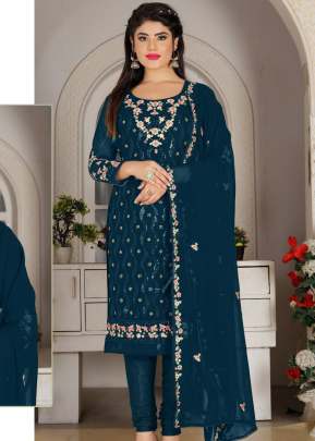 Designer Georgette With Embroidery And Handwork Pakistani Suit Poseidon Color R DN 592 NX