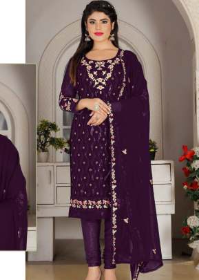 Lt Nitya Pure Viscos Velvet With Embroidery Winter Salwar Suit Nevy Blue Color  DN 401 C