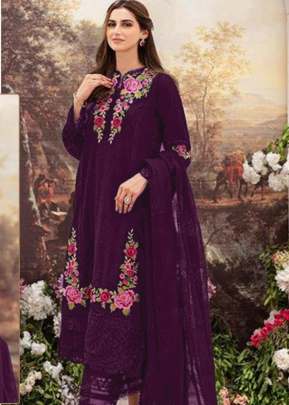 Designer Georgette With Heavy Embroidery Work Pakistani Suit Wine Color R DN 528