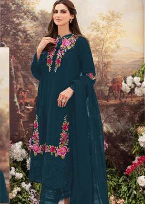 Designer Georgette With Heavy Embroidery Work Pakistani Suit More Peach Color R DN 528