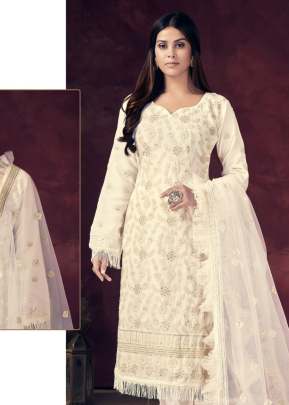 Designer Georgette With Heavy Embroidery Work Pakistani Suit Off White Color DN 512 NX