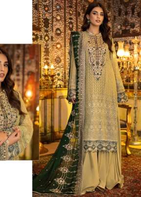 Designer Georgette With Heavy Embroidery Work Pakistani Suit Light Yellow Color R DN 544