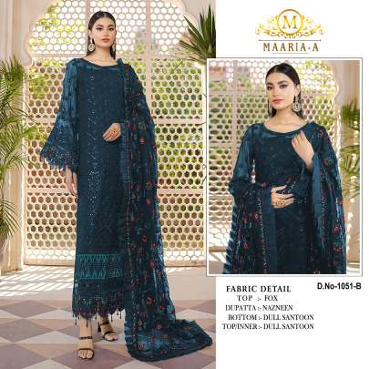 Designer Georgette With Heavy Embroidery Work  Pakistani Suit Maaria A DN 1051 Catalog