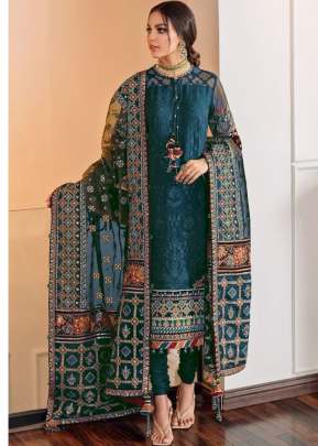 Designer Georgette With Sequence Embroidery Work Pakistani Suit Rama Color DN 129