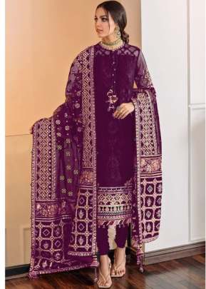 Designer Georgette With Sequence Embroidery Work Pakistani Suit Wine Color DN 129