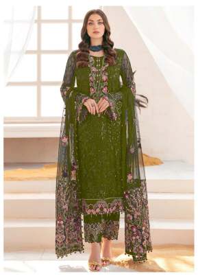 Designer Georgette With Sequence Embroidery Work Pakistani Suit Mehndi Color DN 141 