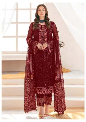 Designer Georgette With Sequence Embroidery Work Pakistani Suit Maroon Color DN 141 