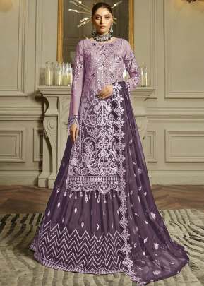 Designer Georgette With Sequence Embroidery Work And Diamond Work Pakistani Suits Purple Color DN 143