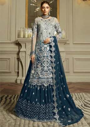 Designer Georgette With Sequence Embroidery Work And Diamond Work Pakistani Suits Blue Color DN 143