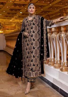 Designer Georgette with Embroidery Work Pakistani Suit Black Color DN 119 