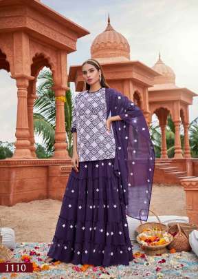 Designer Georgette Sharara Suit With Cotton Embroidery Work Suit Purple Color DN 1110