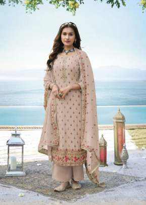 Designer Heavy Faux Georgette With Embroidery With Sequence Work Palazzo Suit Cream Color DN 1408