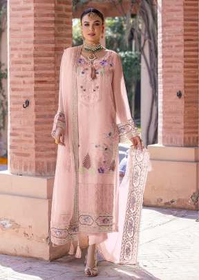 Designer Heavy Faux Georgette With Embroidery Sequence Work Pakistani Suit Light Peach Color DN 1003