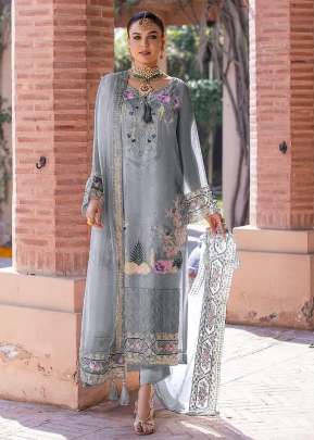 Designer Heavy Faux Georgette With Embroidery Sequence Work Pakistani Suit Light Grey Color DN 1003