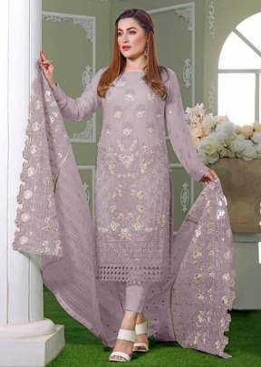 Designer Heavy Faux Georgette With Embroidery Sequence Work With Khatli Work Pakistani Suit Purple Color DN 1010