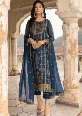 Designer Heavy Faux Georgette With Heavy Embroidery And Sequence Work Pakistani Suit More Peach Color DN 1012