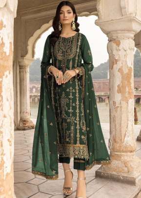 Designer Heavy Faux Georgette With Heavy Embroidery And Sequence Work Pakistani Suit Green Color DN 1012