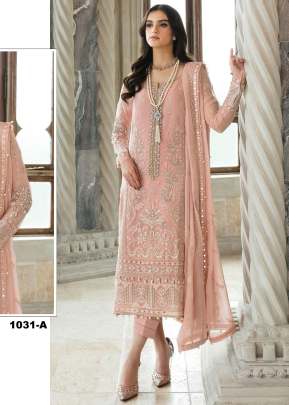 Designer Heavy Fox Georgette Embroidery & Sequence work  Pakistani Suit Peach Color DN 1031