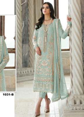 Designer Heavy Fox Georgette Embroidery & Sequence work  Pakistani Suit Pista Color DN 1031