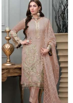 Designer Heavy Georgette With Embroidery Work And Sequence Work Pakistani Suit Mussel White Color DN 137