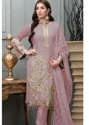 Designer Heavy Georgette With Embroidery Work And Sequence Work Pakistani Suit Peach Color DN 137