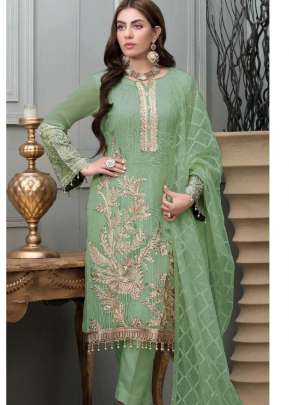 Designer Heavy Georgette With Embroidery Work And Sequence Work Pakistani Suit Pista Color DN 137