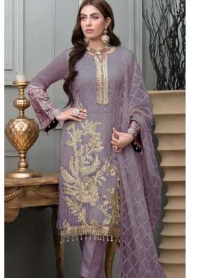 Designer Heavy Georgette With Embroidery Work And Sequence Work Pakistani Suit Purple Color DN 137