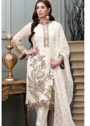 Designer Heavy Georgette With Embroidery Work And Sequence Work Pakistani Suit White Color DN 137