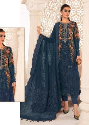 Designer Heavy Georgette With Heavy Embroidery Work Pakistani Suit Blue Color R DN 570 NX