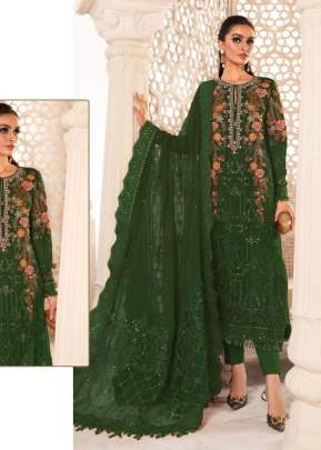 Designer Heavy Georgette With Heavy Embroidery Work Pakistani Suit Mehndi Color R DN 570 NX