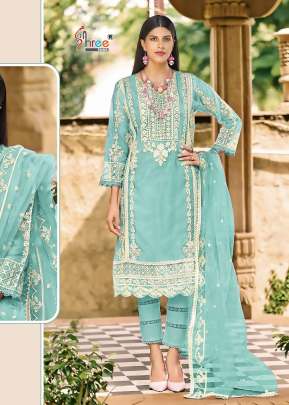 Designer Heavy Organza With Heavy Embroidery Work Pakistani Suit Sky Blue Color S DN 737