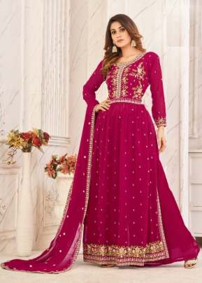 Designer Nayra Vol 2 Booming Faux Georgette With Sequence Embroidered Nayra Cut Suits Rani Color DN 2002