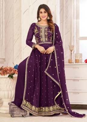 Designer Nayra Vol 2 Booming Faux Georgette With Sequence Embroidered Nayra Cut Suits Wine Color DN 2004