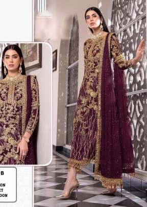 Designer Net With Sequence Embroidery Work Pakistani Suit Wine Color DN 120