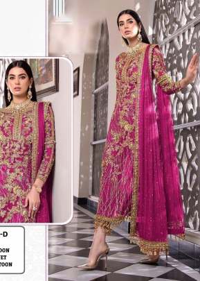 Designer Net With Sequence Embroidery Work Pakistani Suit Dark Pink Color DN 120