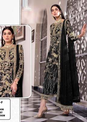 Designer Net With Sequence Embroidery Work Pakistani Suit Black Color DN 120