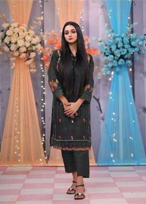 Designer Organza With Sequence Embroidery Work And Moti Work Pakistani Suit Black Color DN 139