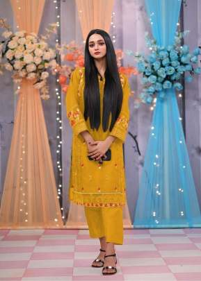 Designer Organza With Sequence Embroidery Work And Moti Work Pakistani Suit Yellow Color DN 139