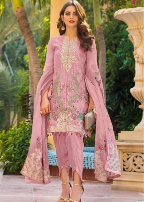 Designer Pakistani Embroidery Work With Sequence Suit DN 8104 Pink