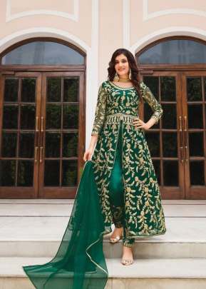 Designer Pure Butterfly Net With Sequence Work Anarkali Salwar Suit SN Green Color DN 2067