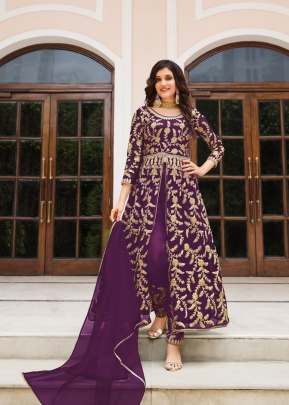 Designer Pure Butterfly Net With Sequence Work Anarkali Salwar Suit SN Wine Color DN 2067