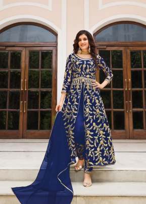 Designer Pure Butterfly Net With Sequence Work Anarkali Salwar Suit SN Royal Blue Color DN 2067