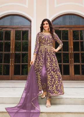 Designer Pure Butterfly Net With Sequence Work Anarkali Salwar Suit SN Purple Color DN 2067