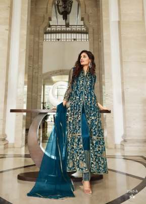 Designer Pure Butterfly Net With Sequence Work Anarkali Salwar Suit SN Blue Color DN 2065